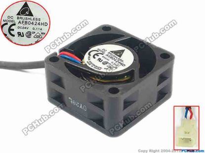 113404 Delta Electronics AFB0424HD Server - Square Fan sq40x40x20, w75x2x2, 24V 0.11A Delta Electronics AFB0424HD Server - Square Fan 