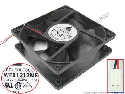 113406 Delta Electronics WFB1212ME Server - Square Fan DC 12V 0.42A, 120x120x38mm Delta Electronics WFB1212ME Server - Square Fan 
