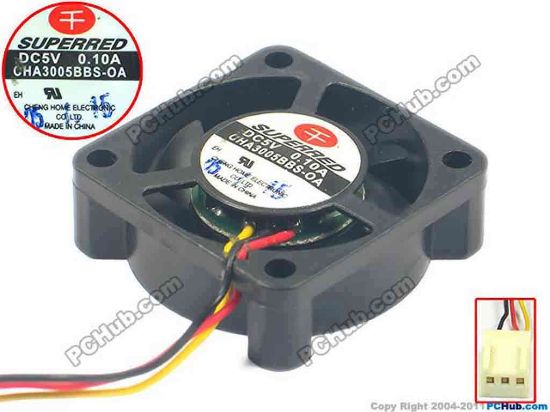 113440 Superred CHA3005BBS-OA Server - Square Fan sq30x30x10, w70x3x3, 5V 0.1A Superred CHA3005BBS-OA Server - Square Fan 