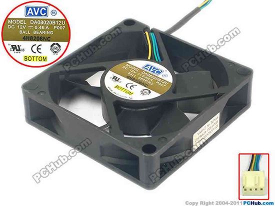 113466 AVC DA08020B12U Server - Square Fan P007, sq80x80x20, 4-wire, 12V 0.46A AVC DA08020B12U Server - Square Fan 