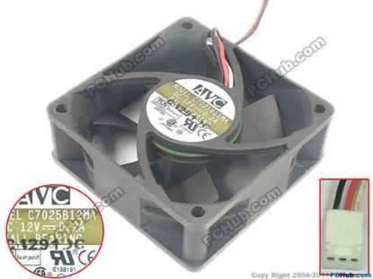 113487 AVC C7025B12MA Server - Square Fan sq70x70x25, w70x3x3, 12V 0.20A AVC C7025B12MA Server - Square Fan 