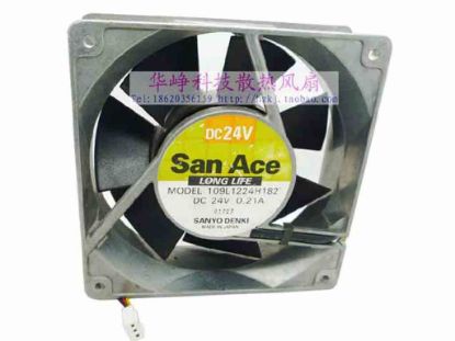 113497 Sanyo Denki 109L1224H182 Server - Square Fan sq120x120x38, w100x3x3, 24V 0.21A Sanyo Denki 109L1224H182 Server - Square Fan 