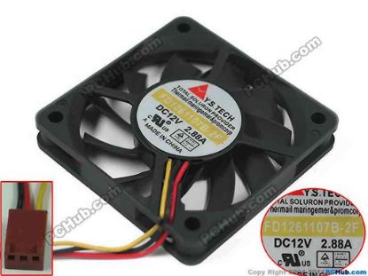 113525 Y.S TECH FD1261107B-2F Server - Square Fan sq60x60x15, 3-wire,12V 2.88W Y.S TECH FD1261107B-2F Server - Square Fan 