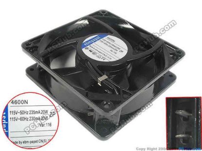 113531 ebm-papst TYP 4600N Server - Square Fan TYP 4600 N, sq120x120x38, 115V-50/60Hz 20W,   ebm-papst TYP 4600N Server - Square Fan 