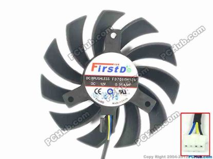 113570 Firstd FD7010H12S Server - Frameless / GPU Fan 12V 0.35A, W100x3x4, D70x10, Black Firstd FD7010H12S Server - Frameless / GPU Fan 