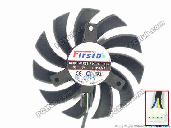 113570 Firstd FD7010H12S Server - Frameless / GPU Fan 12V 0.35A, W100x3x4, D70x10, Black Firstd FD7010H12S Server - Frameless / GPU Fan 