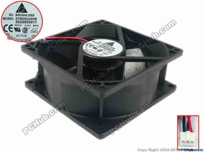 113575 Delta Electronics EFB0924HHE Server - Square Fan -BR00, sq90x90x38, w35x3x3, 24V 0.30A Delta Electronics EFB0924HHE Server - Square Fan 