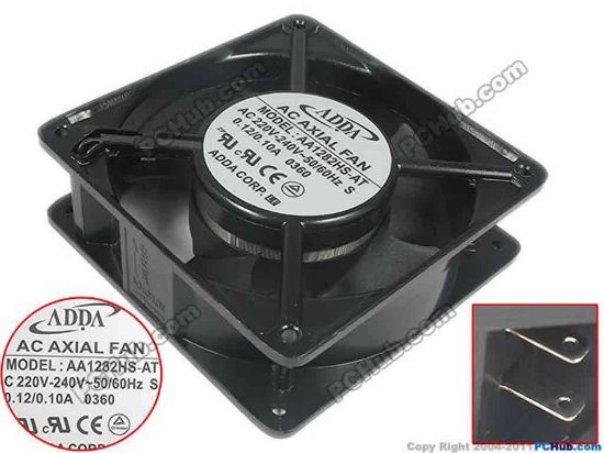 113646 ADDA AA1282HS-AT Server - Square Fan S, sq60x60x30, 220V-240V 50/60Hz 0.12/0.10A  ADDA AA1282HS-AT Server - Square Fan 