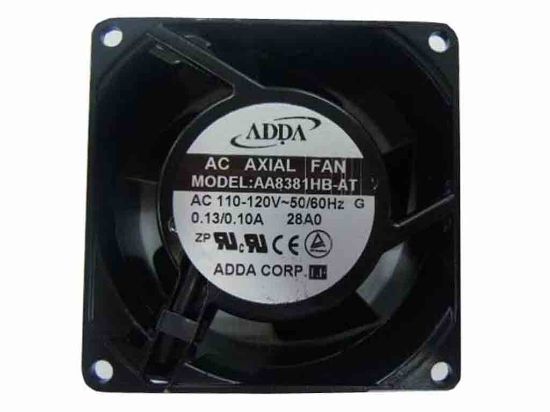 113655 ADDA AA8381HB-AT Server - Square Fan G, sq92x92x38, 110-120V 50/60Hz 0.13/0.10A ADDA AA8381HB-AT Server - Square Fan 
