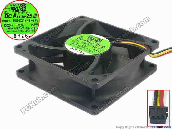 113733 Japan Servo FUDC24Y4S-975 Server - Square Fan sq80x80x25, 3-wire, 24V 0.1A Japan Servo FUDC24Y4S-975 Server - Square Fan 
