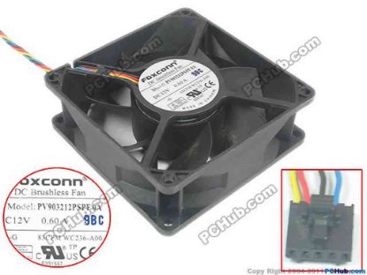 113758 Foxconn PV903212PSPF Server - Square Fan 0A, sq90x90x32, w100x4x4, 12V 0.60A Foxconn PV903212PSPF Server - Square Fan