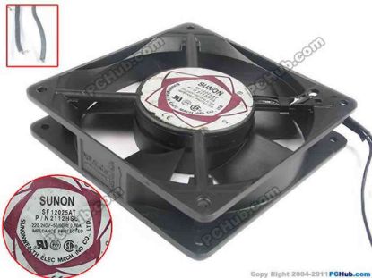 113805 SUNON SF12025AT Server - Square Fan P/N:2122HSL, sq120x120x25, 220-240V 0.10A SUNON SF12025AT Server - Square Fan 