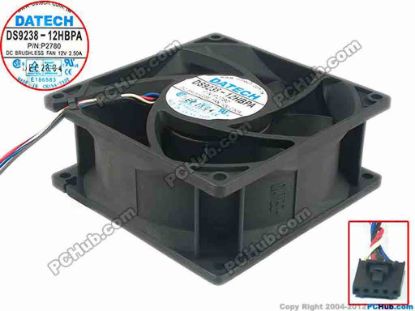 113807 JMC / DaTech DS9238-12HBPA Server - Square Fan P/N:P2780, sq92x92x38, 4-wire, 12V 2.50A JMC / DaTech DS9238-12HBPA Server - Square Fan 