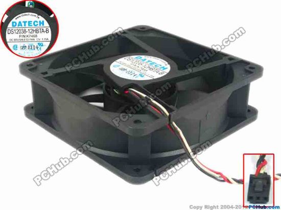 113808 JMC / DaTech DS12038-12HBTA-B Server - Square Fan P/N:K7468, sq120x120x38, 3-wire, 12V 1.15A JMC / DaTech DS12038-12HBTA-B Server - Square Fan 