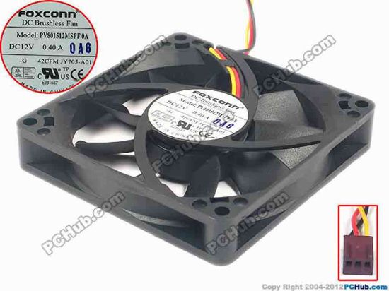 113813 Foxconn PV801512MSPF Server - Square Fan 0A, sq80x80x15, 3-wire, 12V 0.40A Foxconn PV801512MSPF Server - Square Fan 