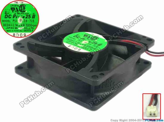 113818 Japan Servo PUDC24Z4-705 Server - Square Fan sq80x80x25, 2-wire, 24V 0.1A Japan Servo PUDC24Z4-705 Server - Square Fan 