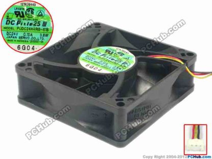 113819 Japan Servo PUDC24H4RS-618 Server - Square Fan sq80x80x25, 3-wire, 24V 0.16A Japan Servo PUDC24H4RS-618 Server - Square Fan 