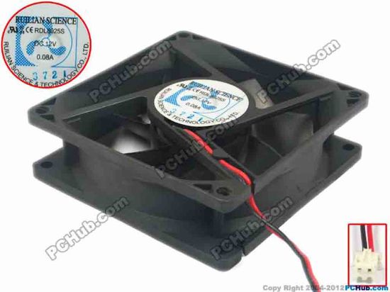 113821 XIFAN / Xinruilian RDL8025S Server - Square Fan sq80x80x25, 2-wire, 12V 0.08A XIFAN / Xinruilian RDL8025S Server - Square Fan 