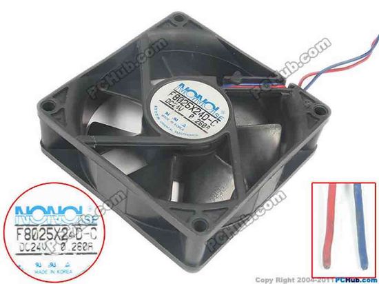 113823 NONOISE F8025X24D-C Server - Square Fan sq80x80x25, 2-wire, 24V 0.260A NONOISE F8025X24D-C Server - Square Fan 