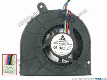 114848 Delta Electronics KSB06105HB Cooling Fan  9E2S, 5V 0.4A, Bare fan Delta Electronics KSB06105HB Cooling Fan