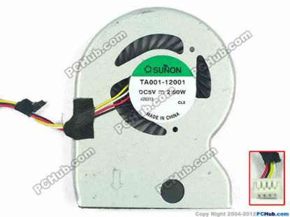 115364 SUNON TA001-12001 Cooling Fan  w30x4x4, 5V 2.50W, Bare fan SUNON TA001-12001 Cooling Fan  