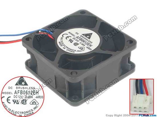 116252 Delta Electronics AFB0612EH Server - Square Fan AR00, sq60x60x25, 3-wire, 12V 0.48A Delta Electronics AFB0612EH Server - Square Fan 