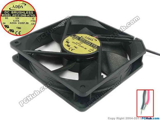 116347 ADDA AQ1212HB-A71GL Server - Square Fan G, TTRA, sq120x120x25, 2-wire, 12V 0.37A ADDA AQ1212HB-A71GL Server - Square Fan 