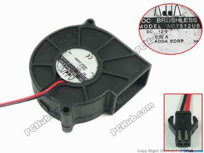 116466 ADDA AD7512UB Server - Blower Fan S, bw75x75x30, w60X2X2, 12V 0.52A ADDA AD7512UB Server - Blower Fan