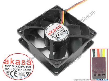116470 Everflow F128025SH Server - Square Fan sq80x80x25, w80x3x3, 12V 0.19A Everflow F128025SH Server - Square Fan 