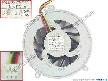 116530 Fujitsu LifeBook LH530 Cooling Fan  5V 0.5A, Bare fan Fujitsu LifeBook LH530 Cooling Fan  