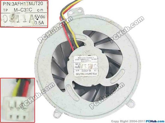 116530 Fujitsu LifeBook LH530 Cooling Fan  5V 0.5A, Bare fan Fujitsu LifeBook LH530 Cooling Fan  