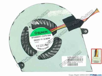 116536 SUNON EF50060V1-C070-S9A Cooling Fan  686580-001, DC5V 2.00W, Bare fan SUNON EF50060V1-C070-S9A Cooling Fan