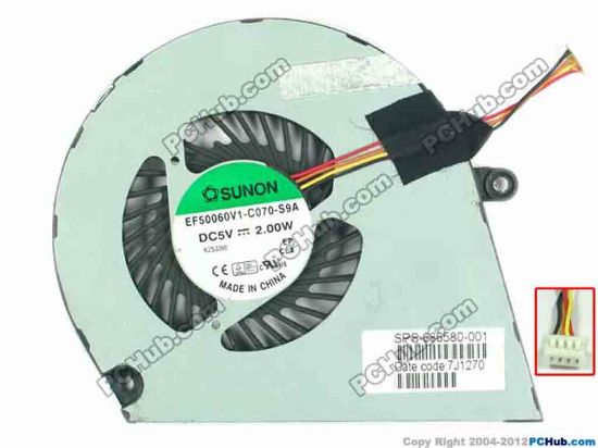 116536 SUNON EF50060V1-C070-S9A Cooling Fan  686580-001, DC5V 2.00W, Bare fan SUNON EF50060V1-C070-S9A Cooling Fan