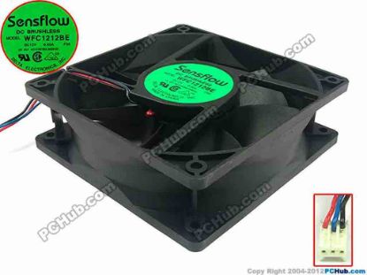 116557 Delta Electronics WFC1212BE Server - Square Fan -F00, sq120x120x38, w40x3x3, 12V 0.65A Delta Electronics WFC1212BE Server - Square Fan 