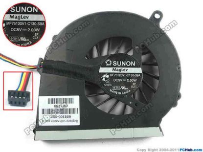 116651 SUNON MF75120V1-C130-S9A Cooling Fan  5V 2.00W, Bare fan SUNON MF75120V1-C130-S9A Cooling Fan  