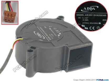 116695 ADDA AB06012HX250300 Server - Blower Fan 12V 0.22A, 60X60X25mm 40mm, 3-wire 3-pin ADDA AB06012HX250300 Server - Blower Fan 