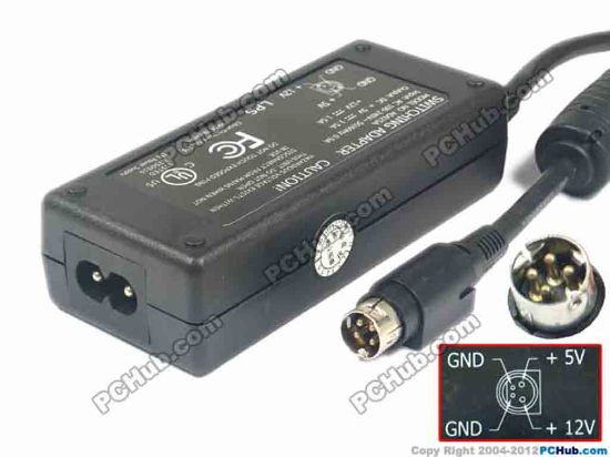 116751 PCH OEM Power AC Adapter 5V-12V 12V 1.5A 5V 1.5A 4-P P1=12V P4=5V, 2 Prong PCH OEM Power AC Adapter 5V-12V For use with Movable hard disd and optical drive etc.
