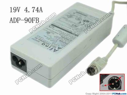 116763 Delta Electronics ADP-90FB REV.F AC Adapter- Laptop 19V 4.74A, 3-Pin DIN, 3-prong Delta Electronics ADP-90FB REV.F AC Adapter- Laptop 