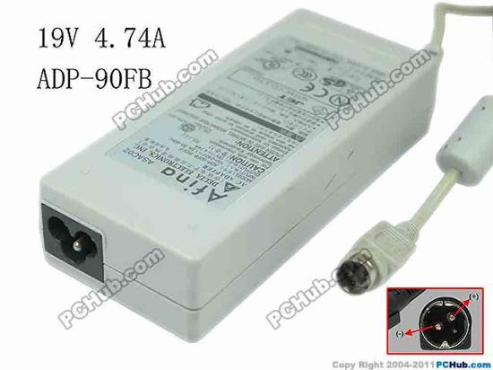 116763 Delta Electronics ADP-90FB REV.F AC Adapter- Laptop 19V 4.74A, 3-Pin DIN, 3-prong Delta Electronics ADP-90FB REV.F AC Adapter- Laptop 