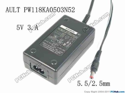 116772 AULT PW118KA0503N52 AC Adapter 5V-12V 5V 3.A, 5.5/2.5mm, 2 Prong AULT PW118KA0503N52 AC Adapter 5V-12V 