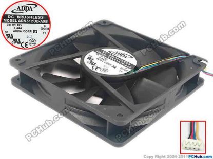 116791 ADDA ADN512UB-A9B Server - Square Fan S, D040, sq135x135x25, w120x4x4, 12V 0.44A ADDA ADN512UB-A9B Server - Square Fan 