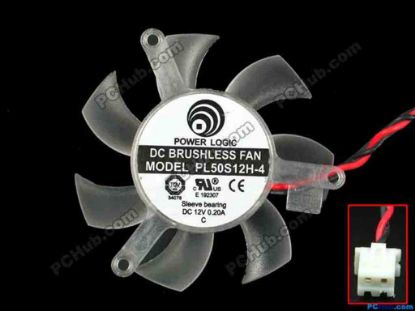 116804 Power Logic PL50S12H-4 Server - Frameless / GPU Fan w40x2x2, 12V 0.20A Power Logic PL50S12H-4 Server - Frameless / GPU Fan 