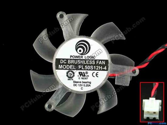 116804 Power Logic PL50S12H-4 Server - Frameless / GPU Fan w40x2x2, 12V 0.20A Power Logic PL50S12H-4 Server - Frameless / GPU Fan 