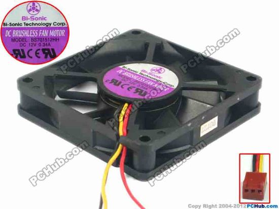 116840 Bi-Sonic BS701512HH Server - Square Fan sq70x70x15, w150x3x3, 12V 0.34A Bi-Sonic BS701512HH Server - Square Fan 