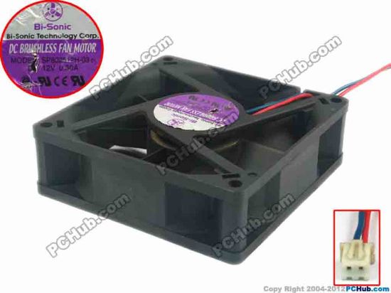 116847 Bi-Sonic SP802512H-03 Server - Square Fan sq80x80x25, 2-wire, 12V 0.30A Bi-Sonic SP802512H-03 Server - Square Fan 