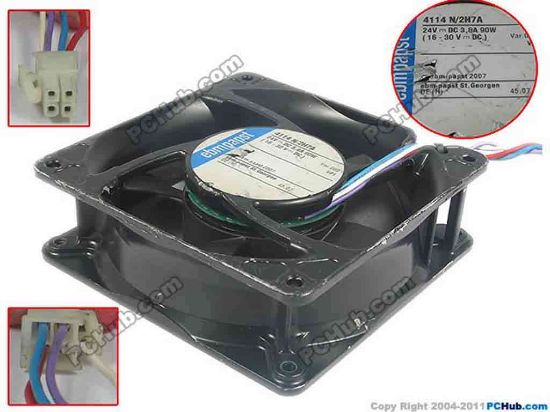 116873 ebm-papst 4114 N/2H7A Server - Square Fan 4114N/2H7A, sq120x120x38, w180x4x4, 24V 3.8A 90W ebm-papst 4114 N/2H7A Server - Square Fan 
