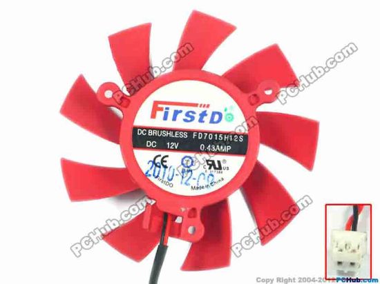 116877 Firstd FD7015H12S Server - Frameless / GPU Fan 12V 0.43A, W100x2x2, D60xC39, Red Firstd FD7015H12S Server - Frameless / GPU Fan 