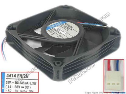 116894 ebm-papst 4414 FN/2N Server - Square Fan 4414FN/2N, sq120x120x25, 24V 8.3W ebm-papst 4414 FN/2N Server - Square Fan