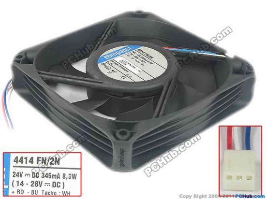 116894 ebm-papst 4414 FN/2N Server - Square Fan 4414FN/2N, sq120x120x25, 24V 8.3W ebm-papst 4414 FN/2N Server - Square Fan