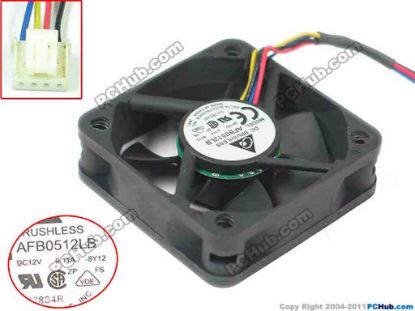 116897 Delta Electronics AFB0512LB Server - Square Fan 8Y12, sq50x50x15, w100x4x4, 12V 0.11A Delta Electronics AFB0512LB Server - Square Fan 
